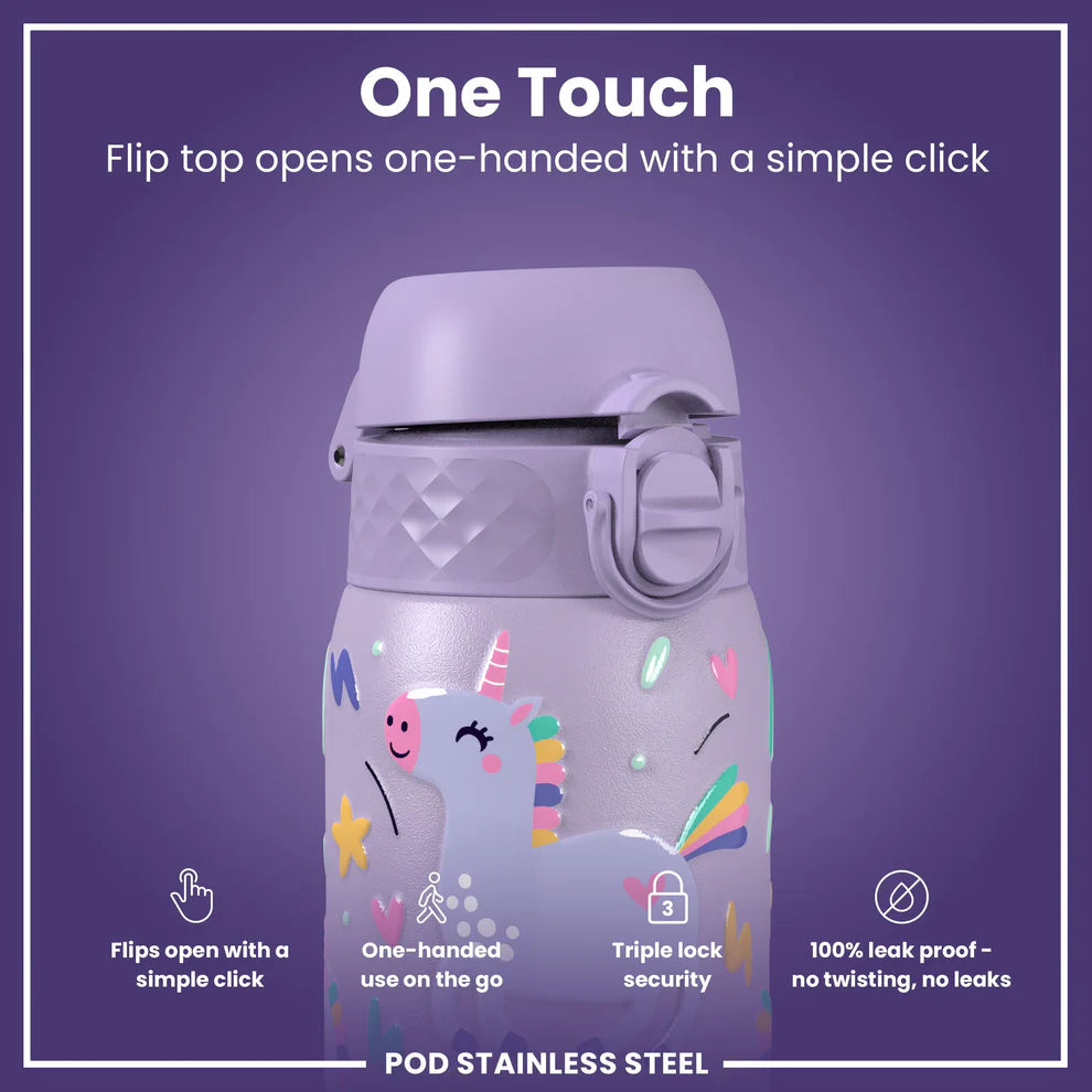 Ion8 Pod Stainless Steel Water Bottle Unicorn Purple