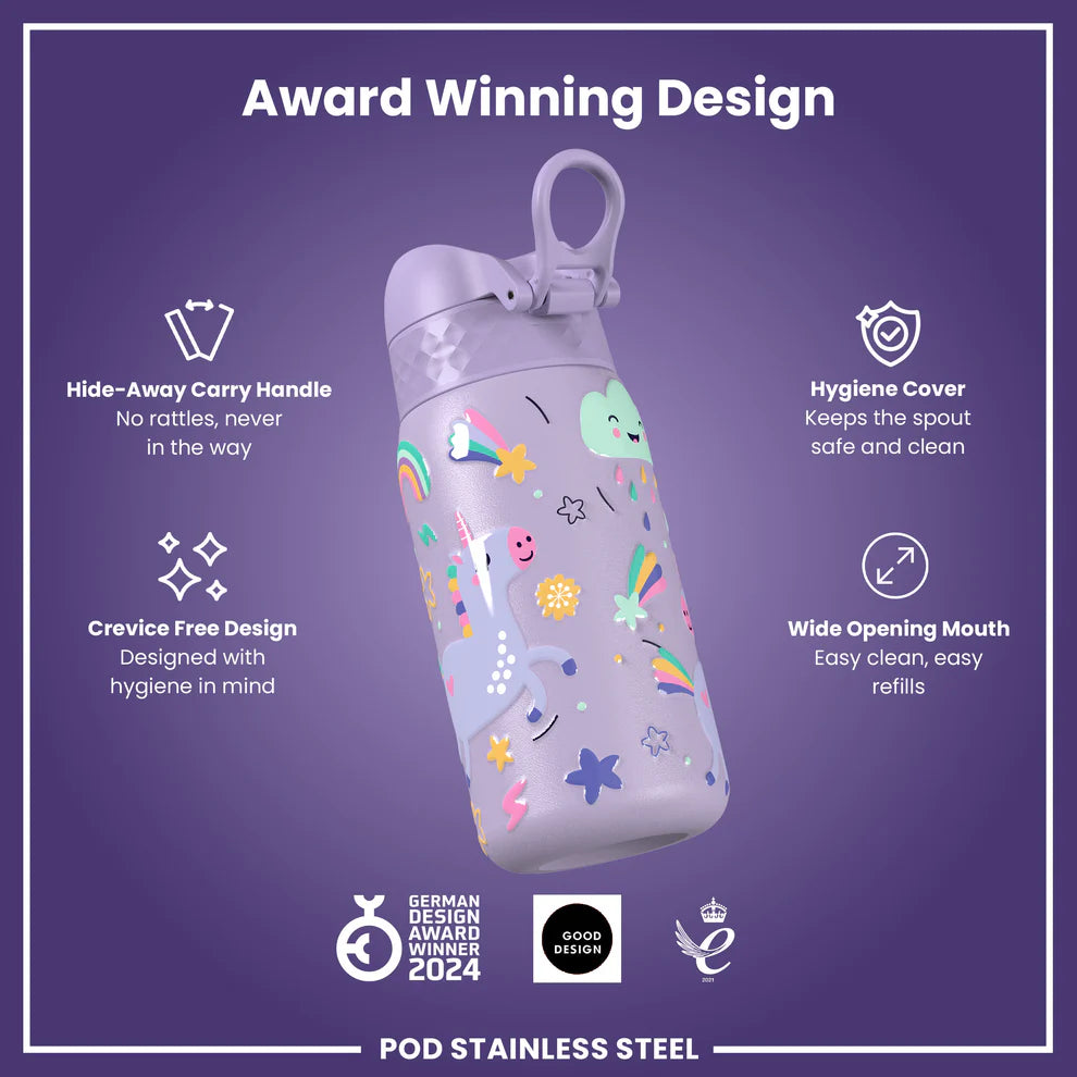 Ion8 Pod Stainless Steel Water Bottle Unicorn Purple