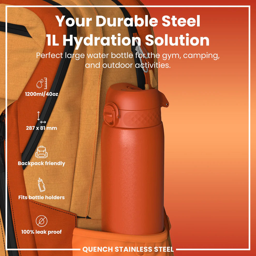 Ion8 Quench Stainless Steel Water Bottle Hearty Orange