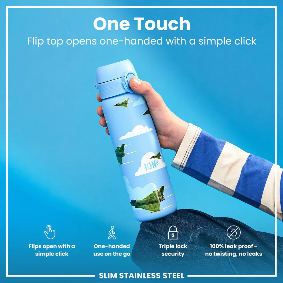 Ion8 Slim Stainless Steel Water Bottle Fighter Jets