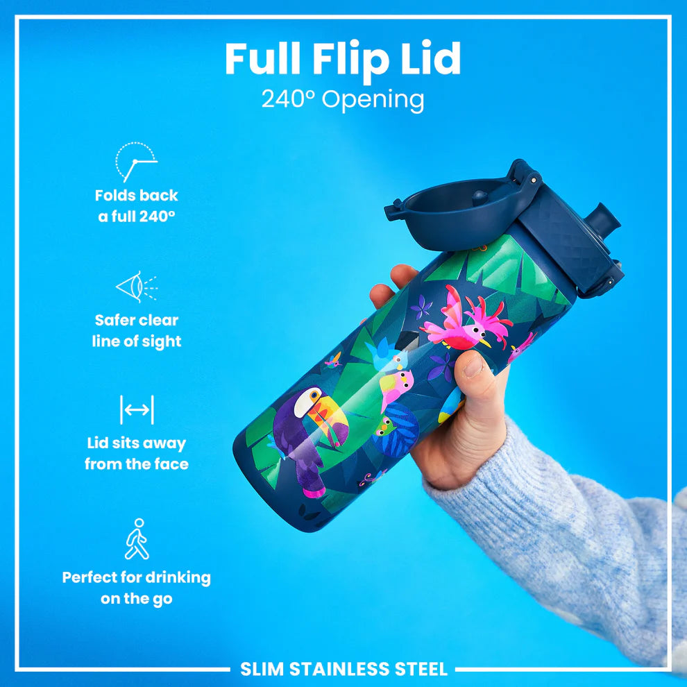 Ion8 Slim Stainless Steel Water Bottle Exotic Birds