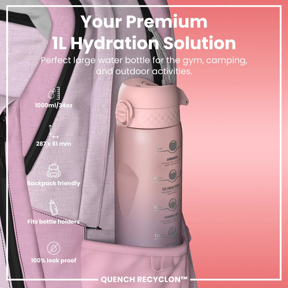 Ion8 Quench Water Bottle Periwinkle Rose Motivator