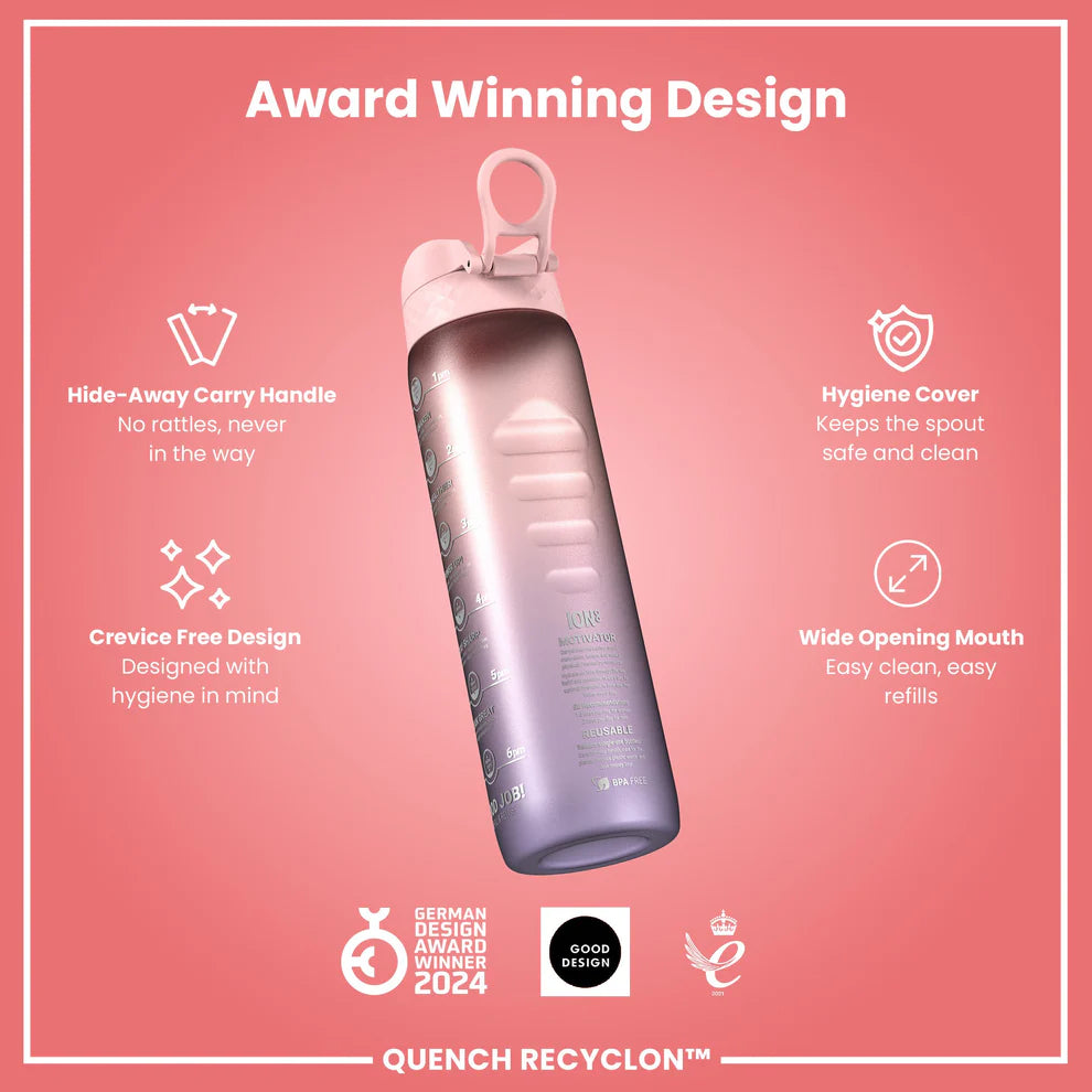 Ion8 Quench Water Bottle Periwinkle Rose Motivator