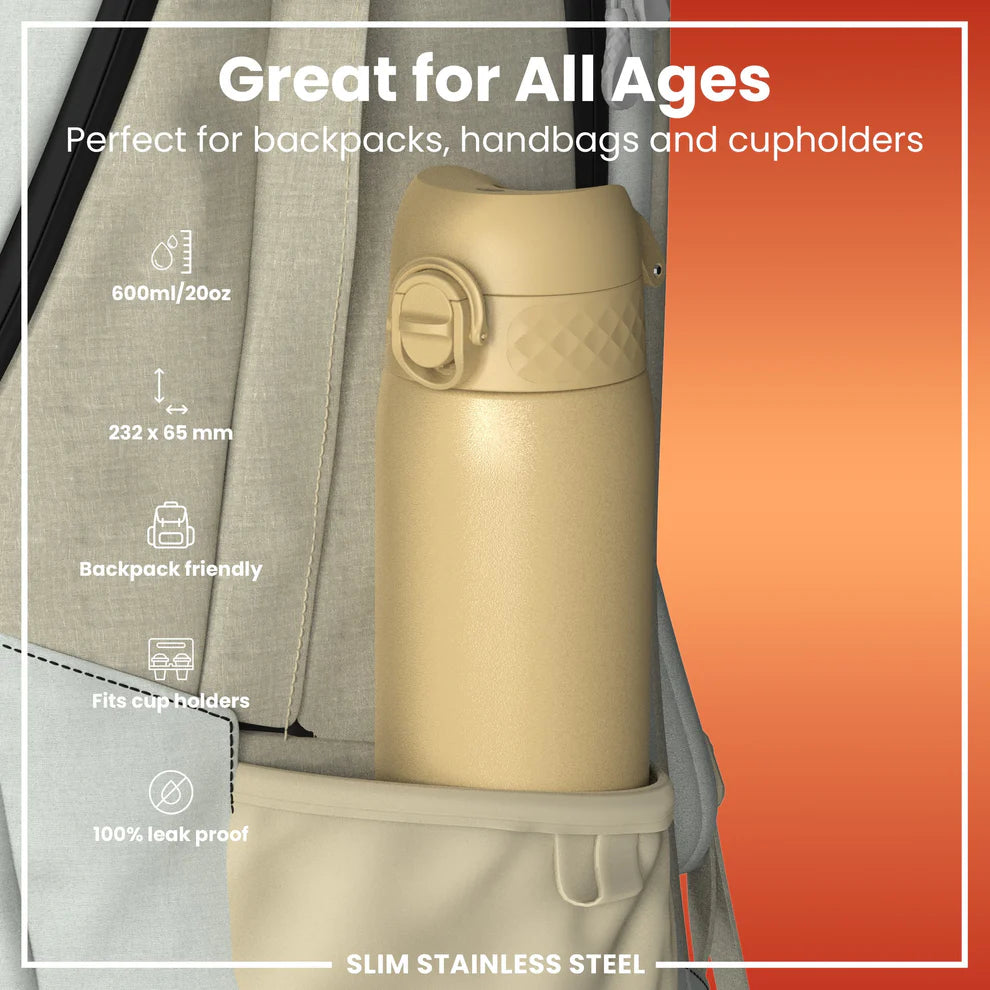 Ion8 Slim Stainless Steel Water Bottle Desert