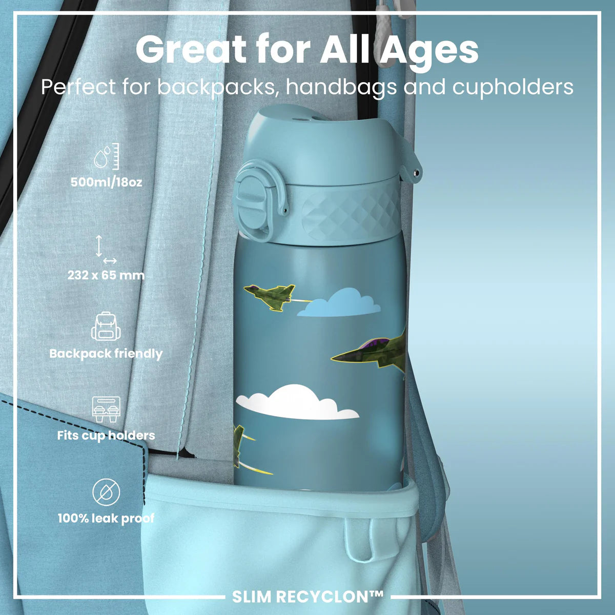 Ion8 Slim Water Bottle Fighter Jets