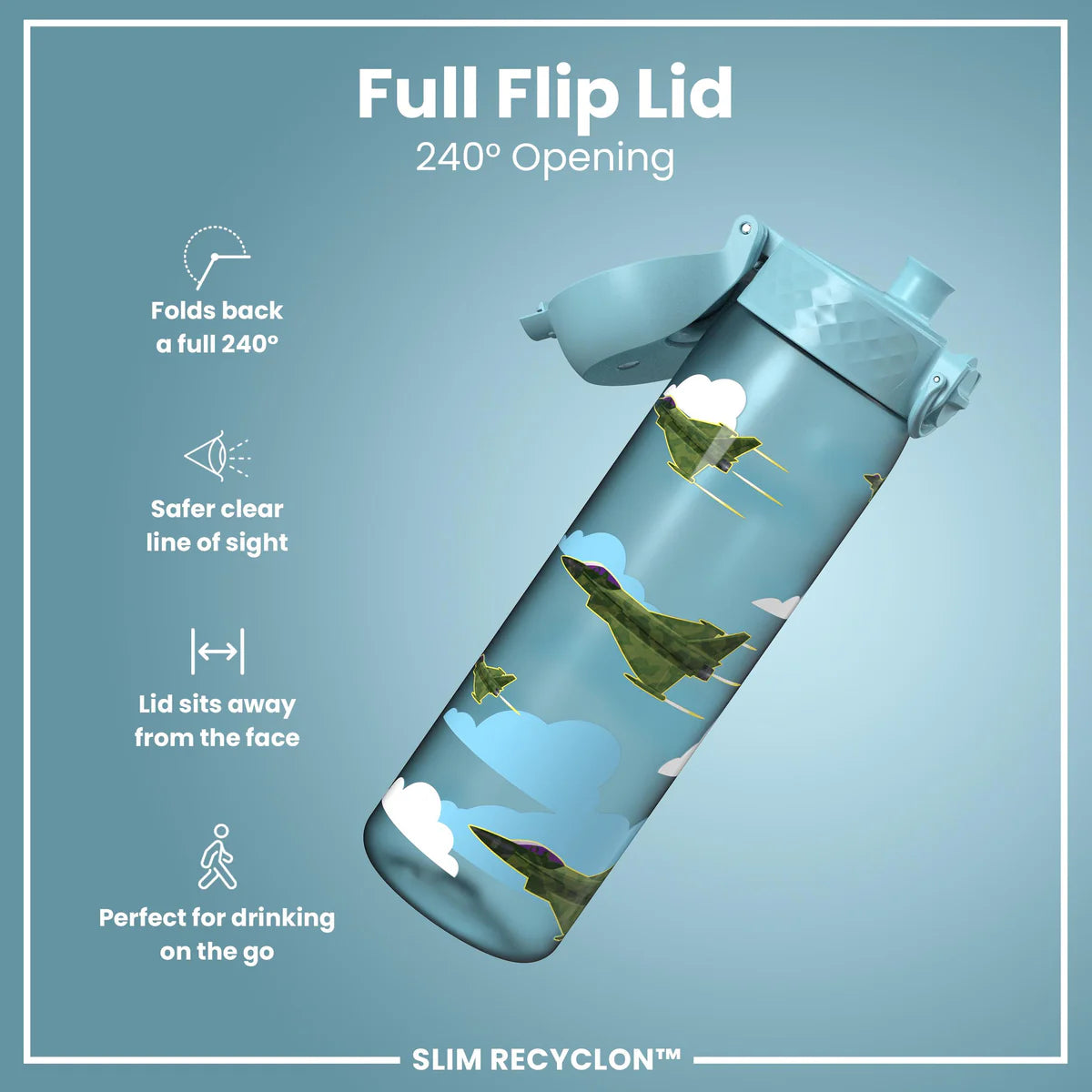 Ion8 Slim Water Bottle Fighter Jets