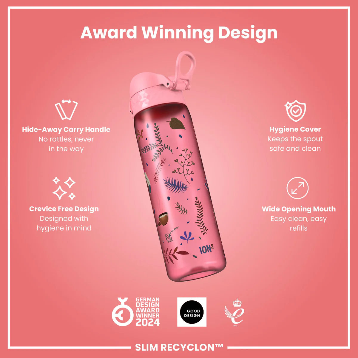 Ion8 Slim Water Bottle Flamlingos