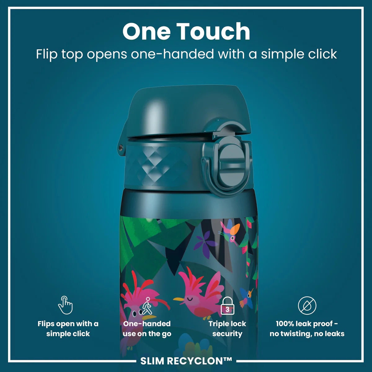 Ion8 Slim Water Bottle Exotic Birds