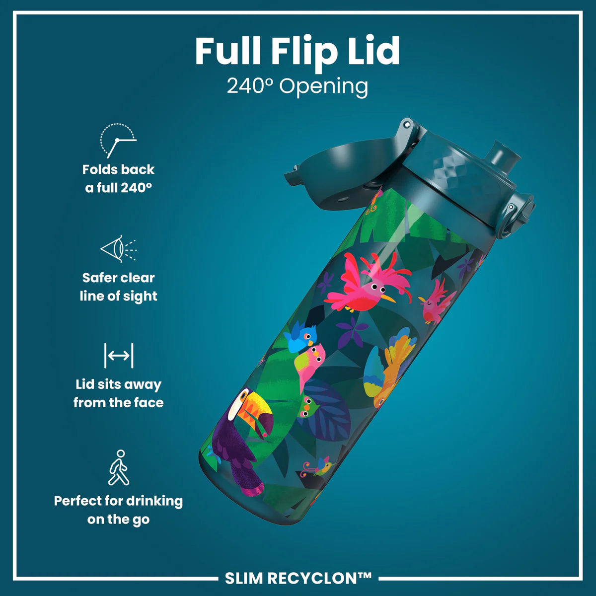 Ion8 Slim Water Bottle Exotic Birds