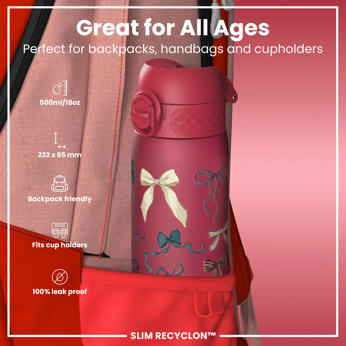 Ion8 Slim Water Bottle Bows