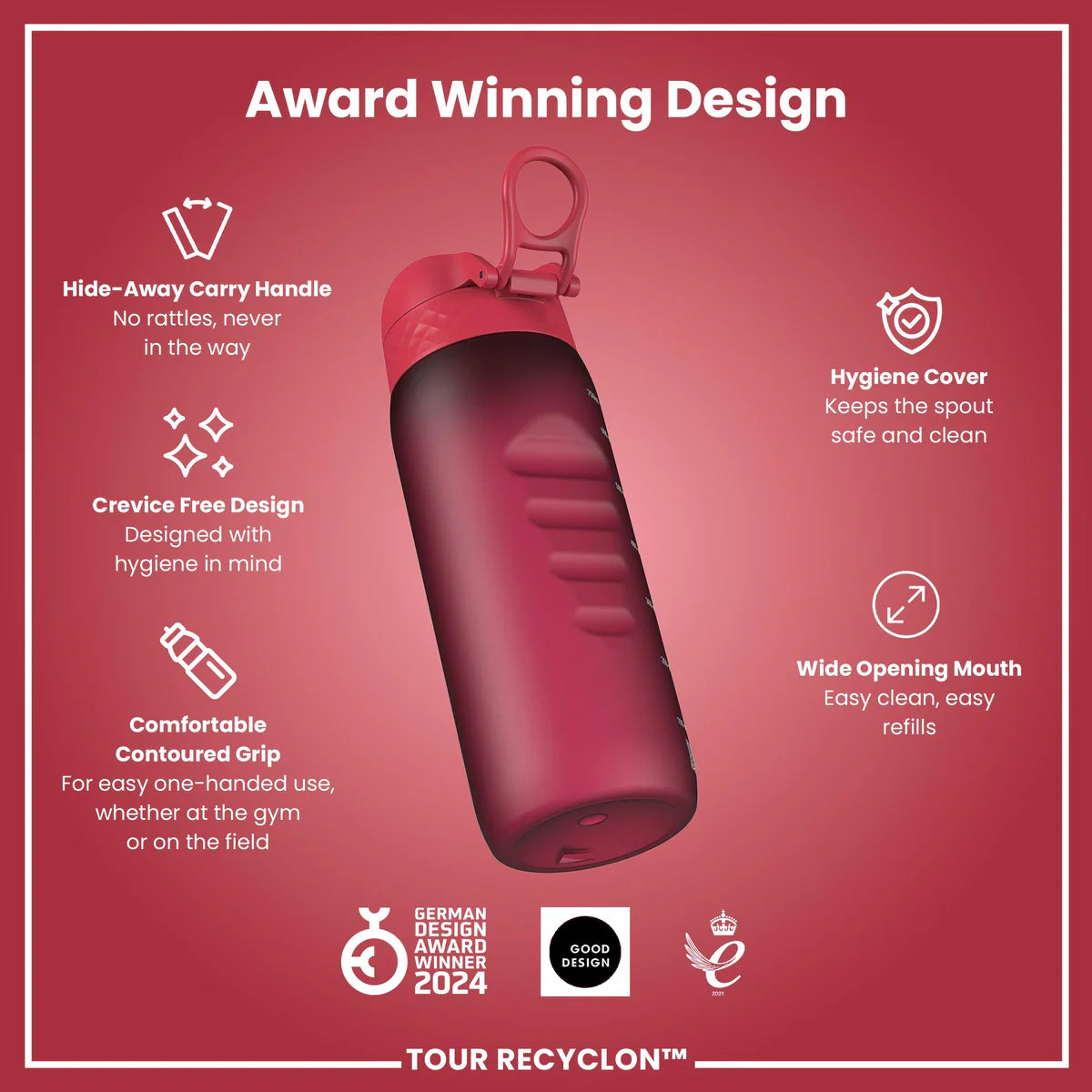 Ion8 Tour Water Bottle Viva Magenta