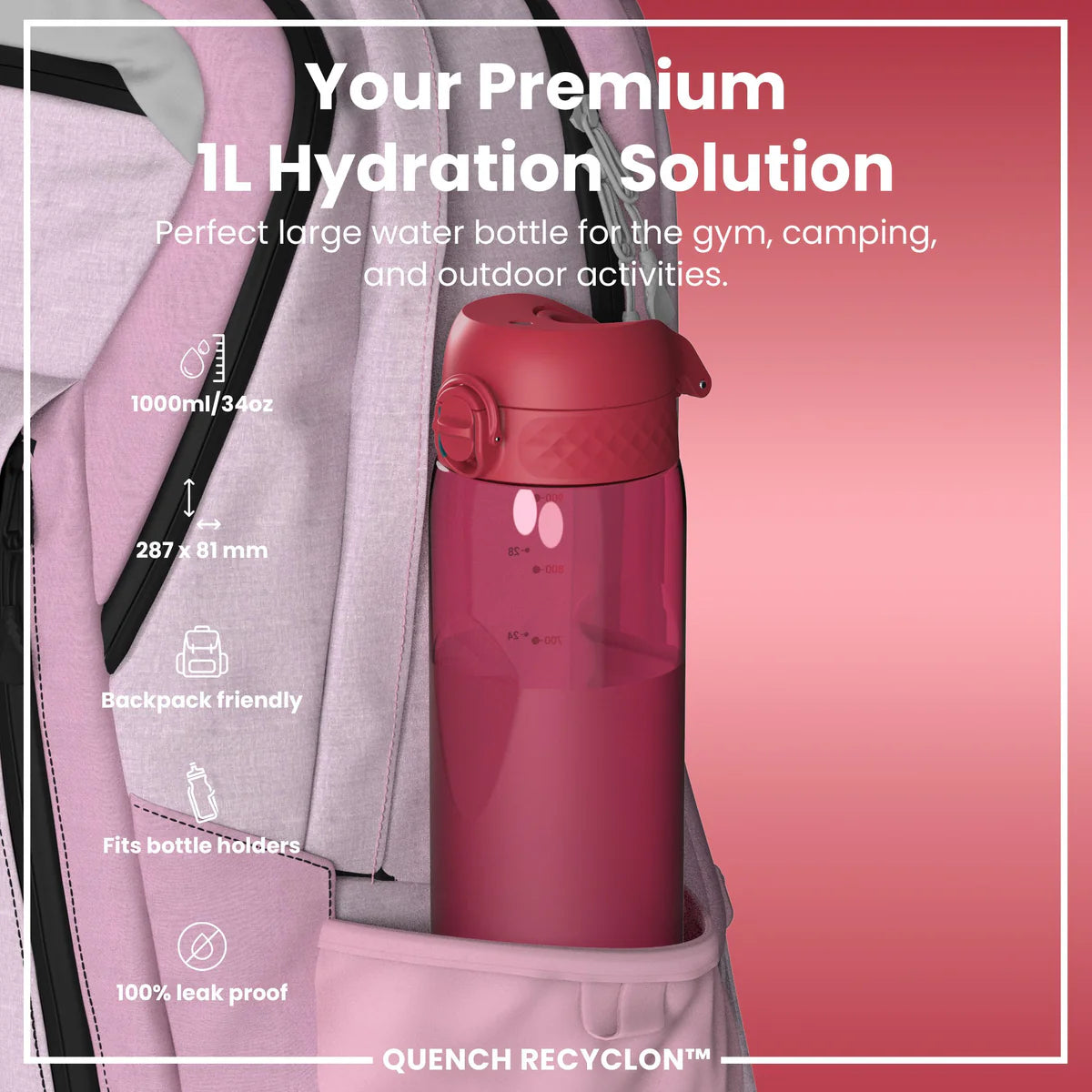 Ion8 Quench Water Bottle Viva Magenta