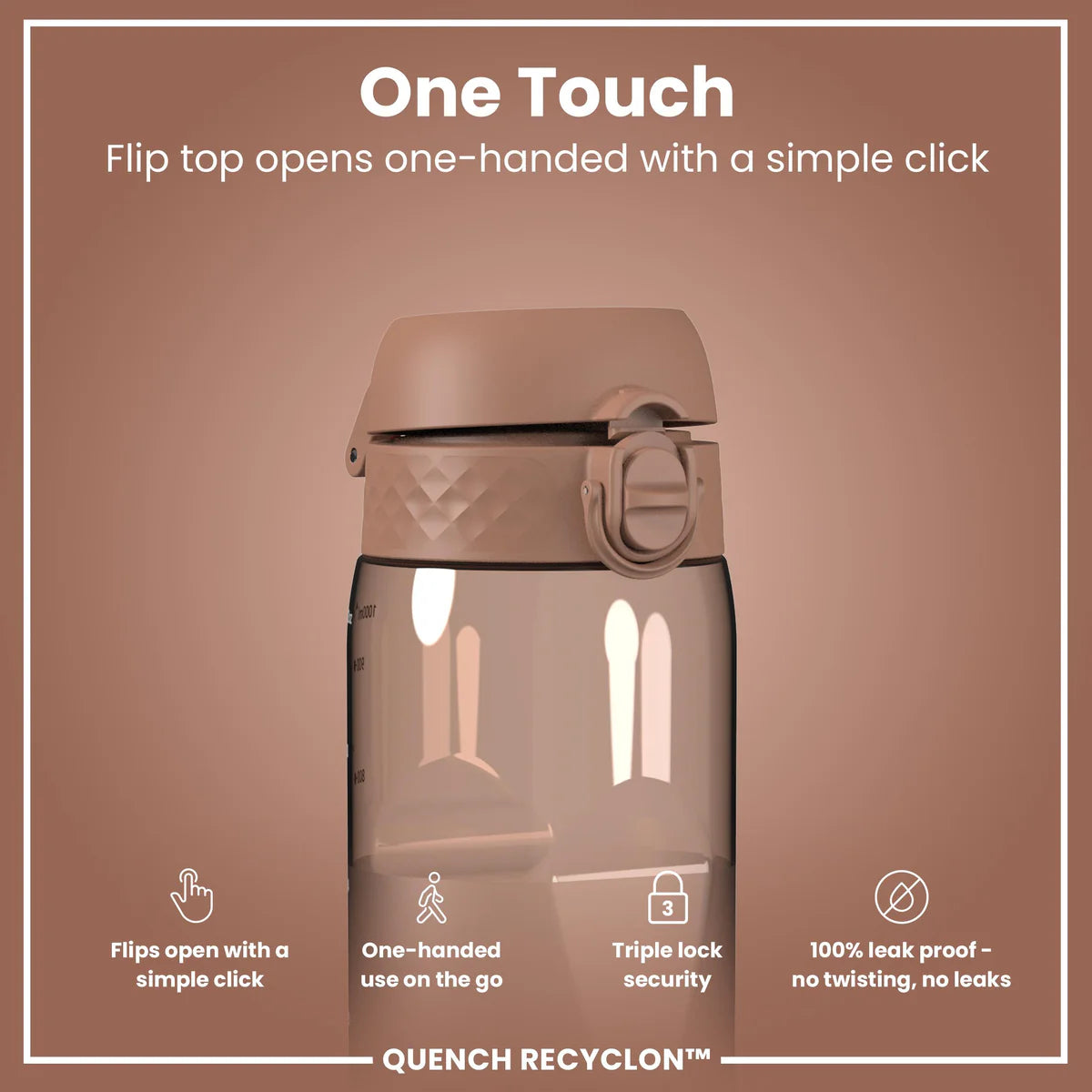 Ion8 Quench Water Bottle Mocha Mousse Clear