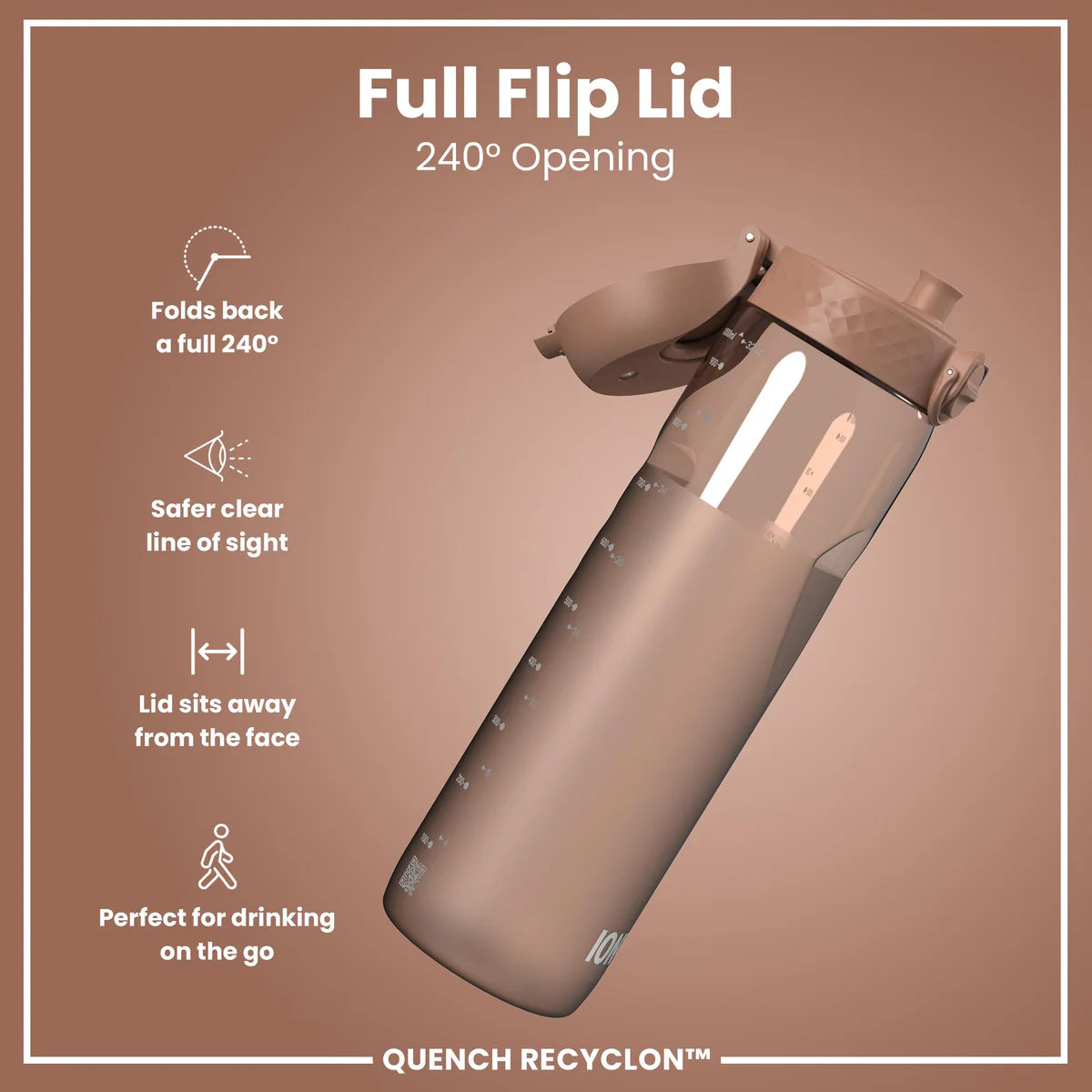 Ion8 Quench Water Bottle Mocha Mousse Clear