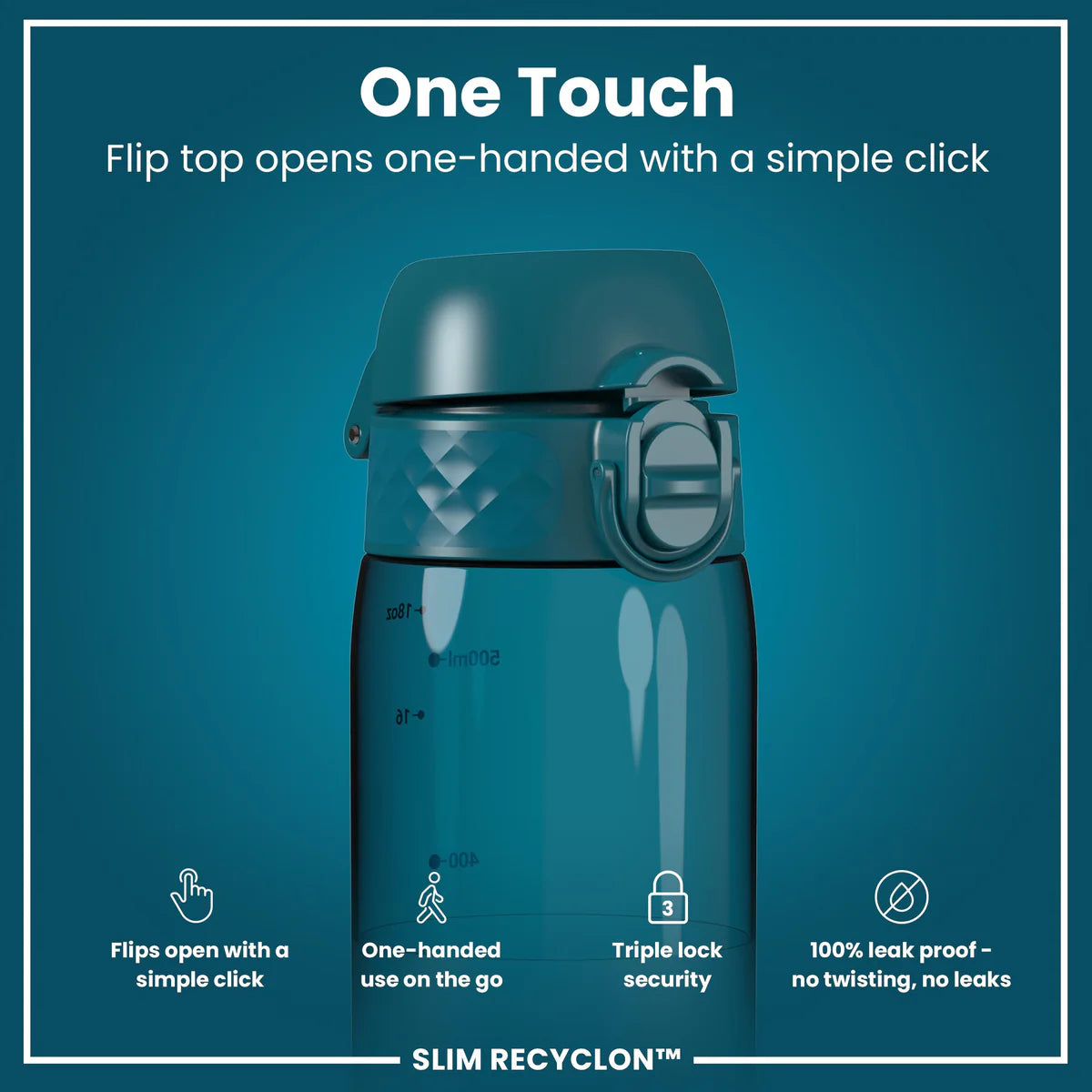 Ion8 Slim Water Bottle Deep Teal