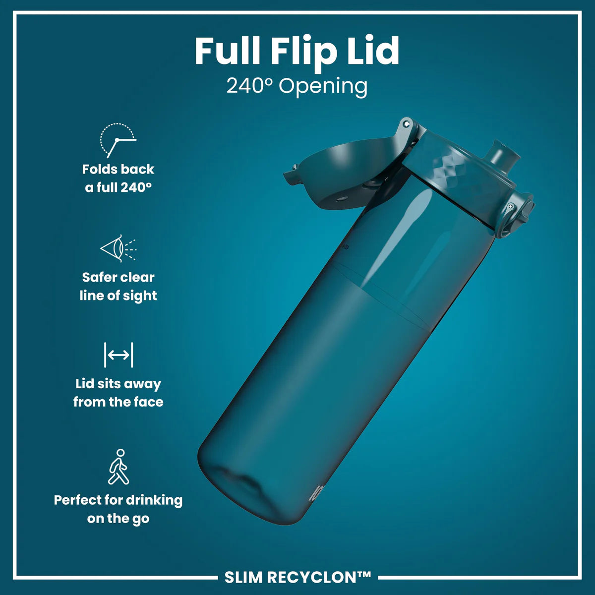 Ion8 Slim Water Bottle Deep Teal
