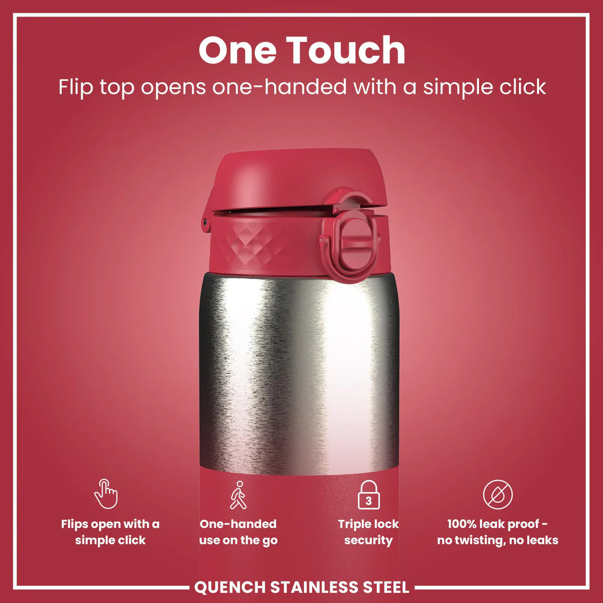 Ion8 Quench Stainless Steel Water Bottle Viva Magenta