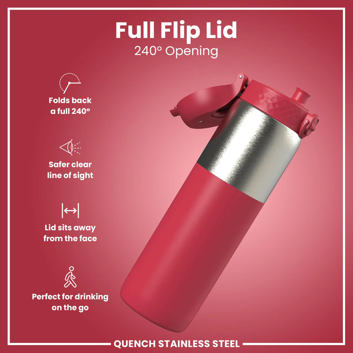 Ion8 Quench Stainless Steel Water Bottle Viva Magenta