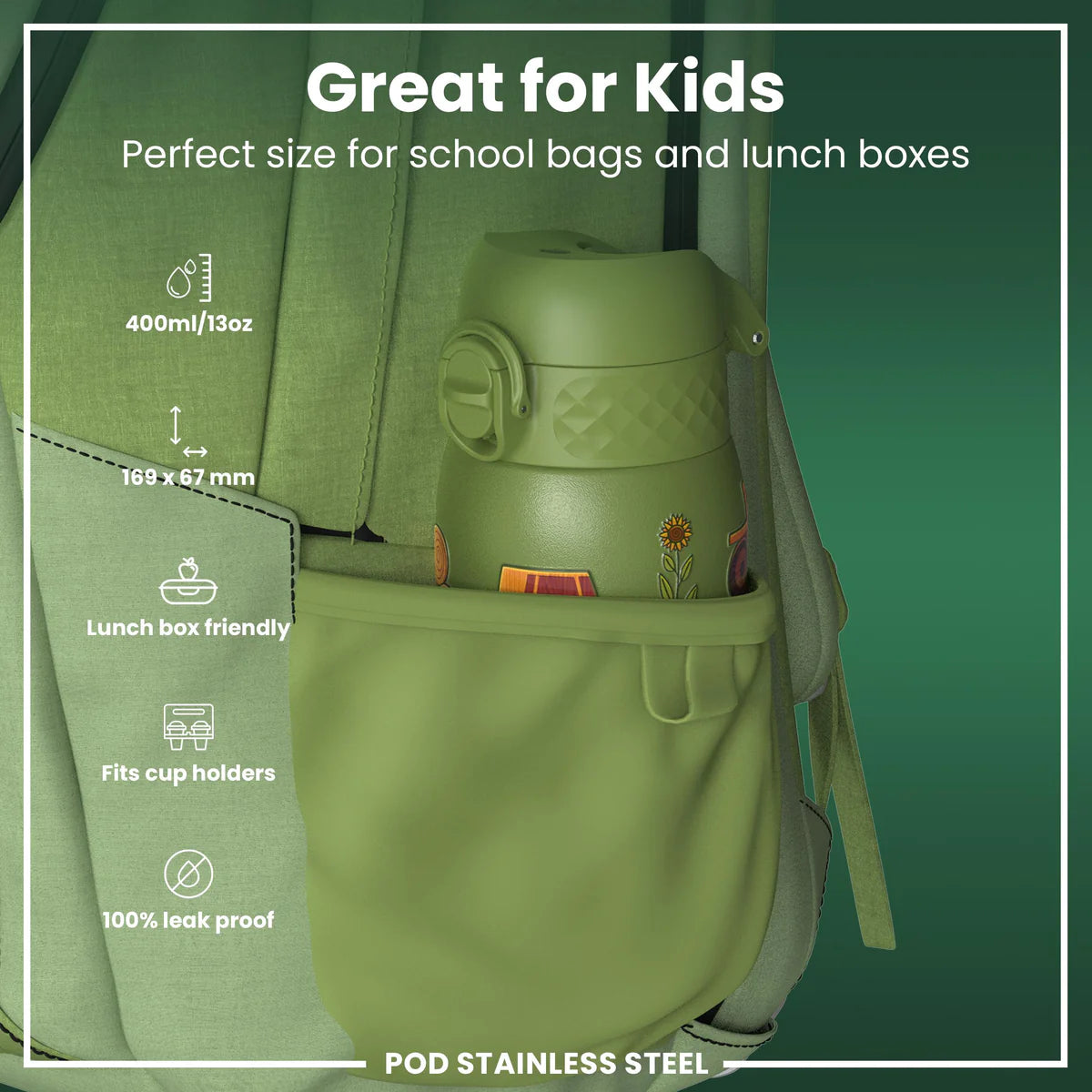 Ion8 Pod Stainless Steel Water Bottle Farm Machines