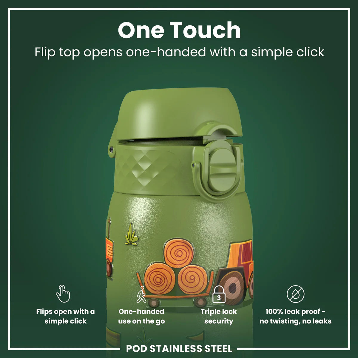 Ion8 Pod Stainless Steel Water Bottle Farm Machines