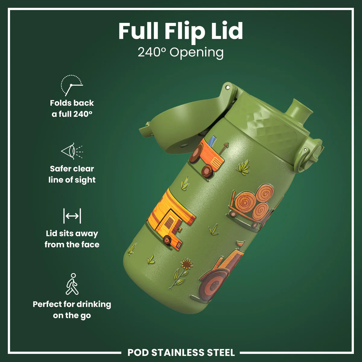 Ion8 Pod Stainless Steel Water Bottle Farm Machines