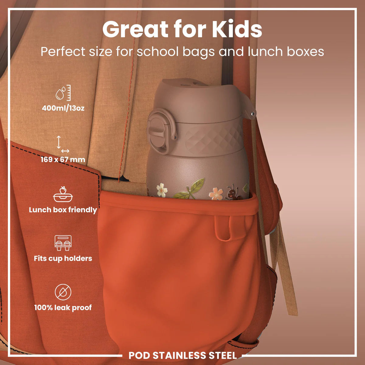 Ion8 Pod Stainless Steel Water Bottle Cherries