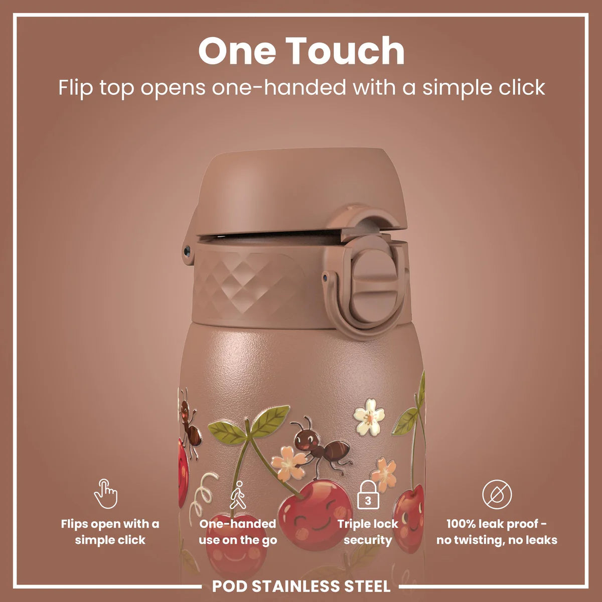 Ion8 Pod Stainless Steel Water Bottle Cherries
