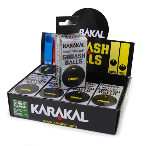 Karakal Yellow Dot Squash Balls x 12