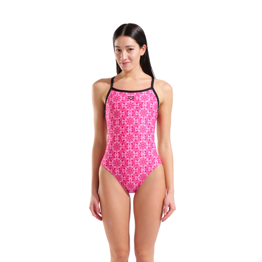 Arena Womens Floral Swimsuit Challenge Back Pink Multi