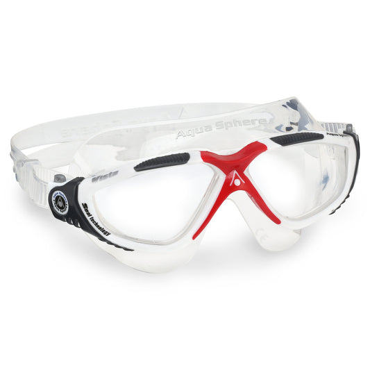 Aquasphere Vista Adult Goggle White  Red Clear Lens