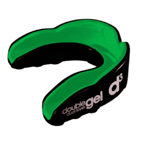 d3 Adult  Double Gel Mouthguard Black Green x 6