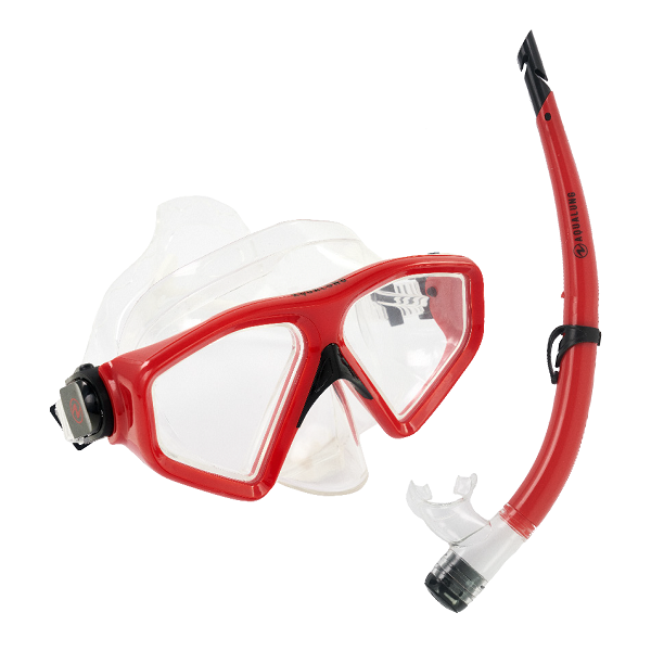 Saturn Combo Mask Snorkel Set Transparent Red