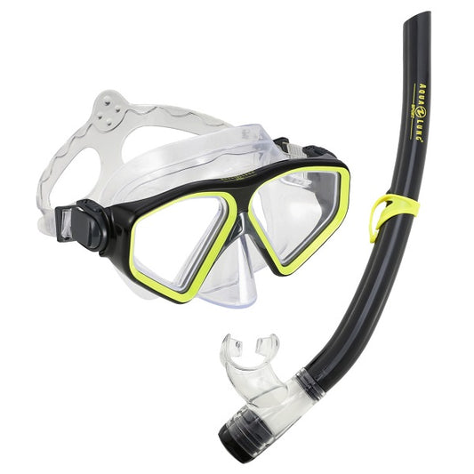 Saturn Combo Mask Snorkel Set Black Yellow Large